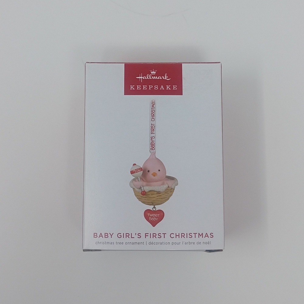 Hallmark Keepsake 2022 Baby Girls First Christmas Ornament Tweet Baby Pink Bird